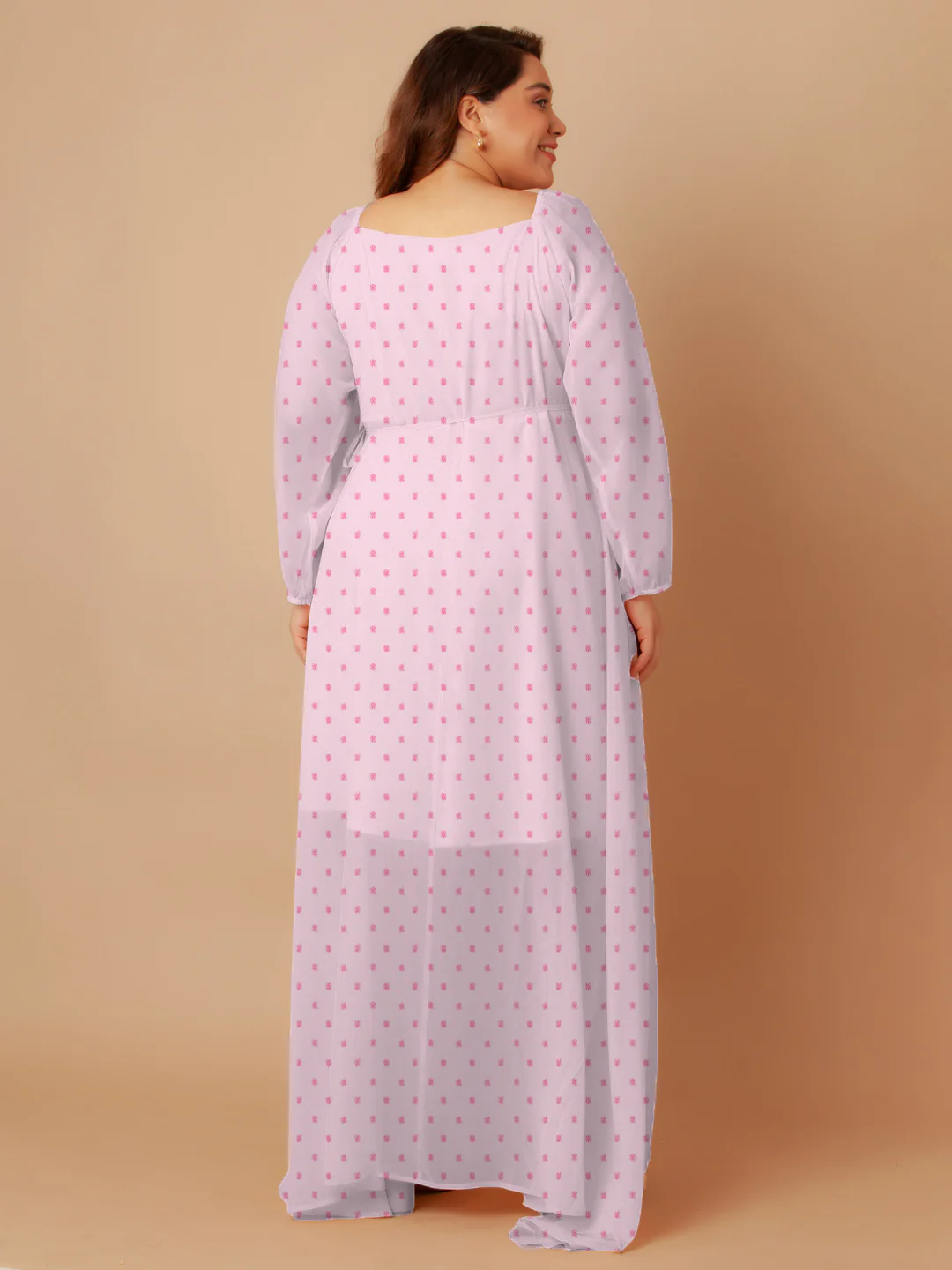 Pink Solid Wrap Maxi Dress - Image 5