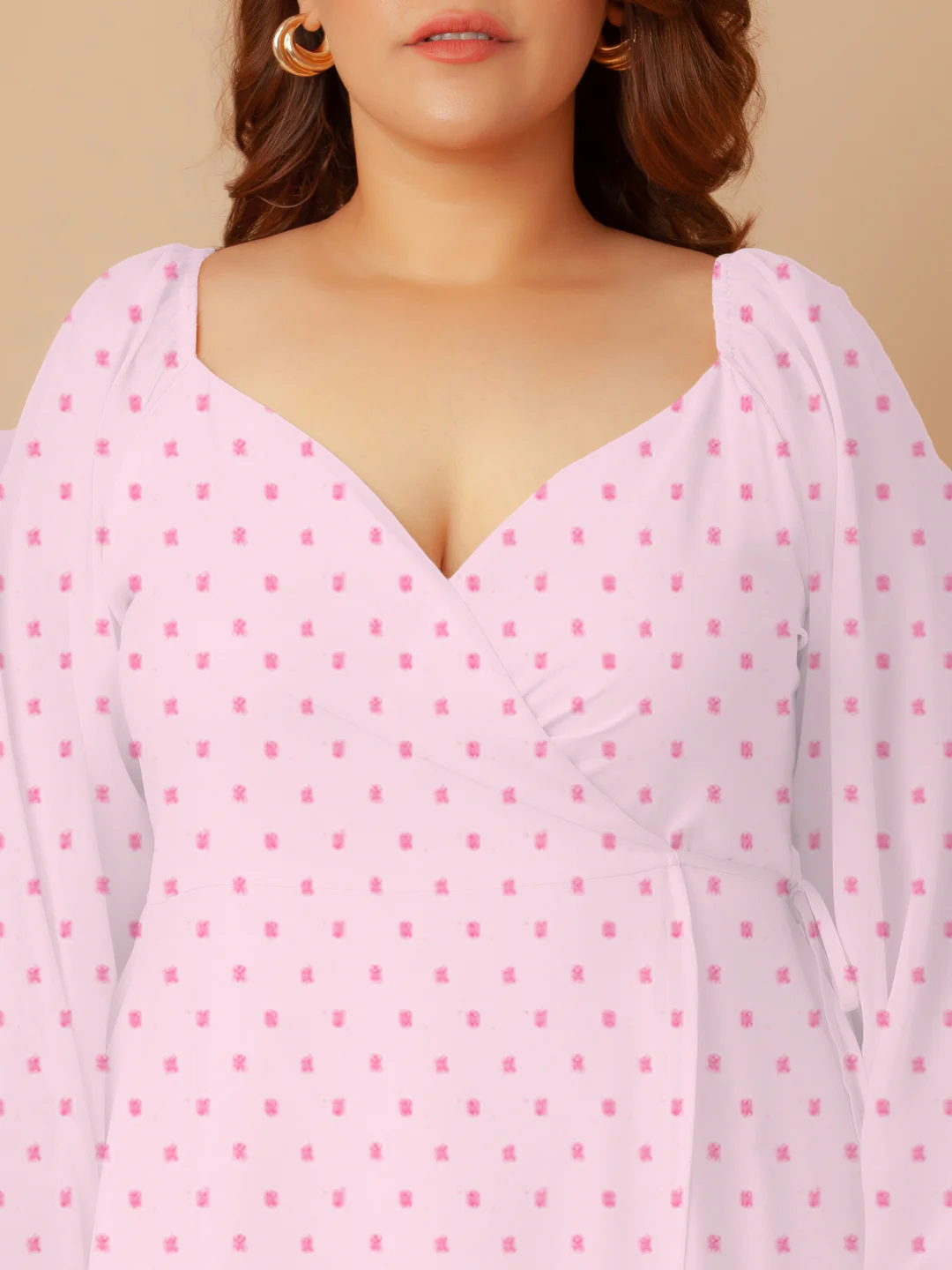 Pink Solid Wrap Maxi Dress - Image 6
