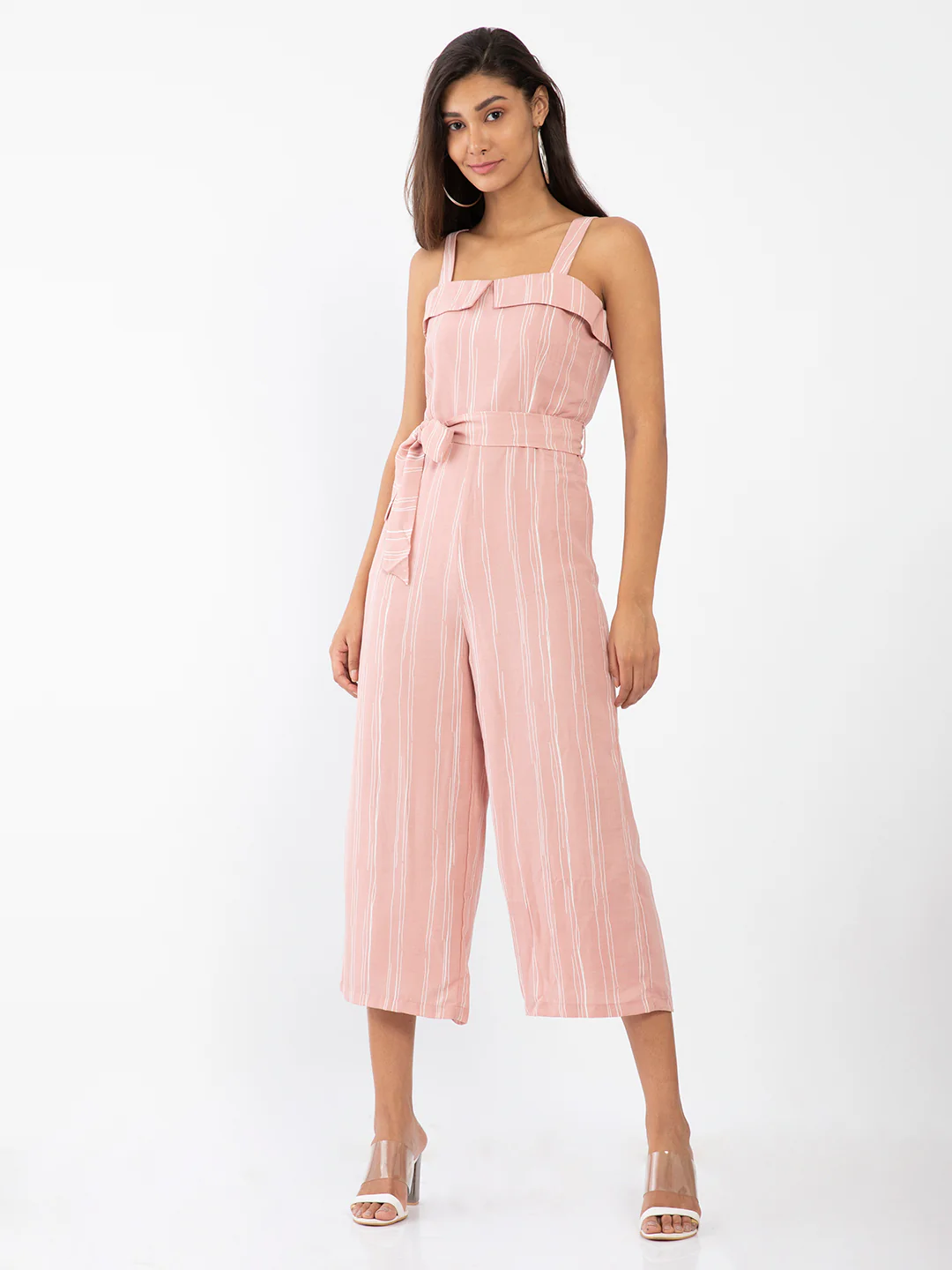 Pink Striped Basic Jumpsuit - Image 2