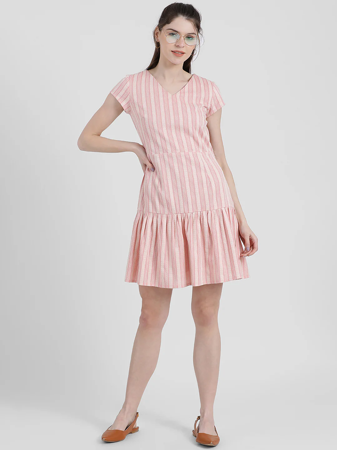 Striped Peplum Dress - Image 6