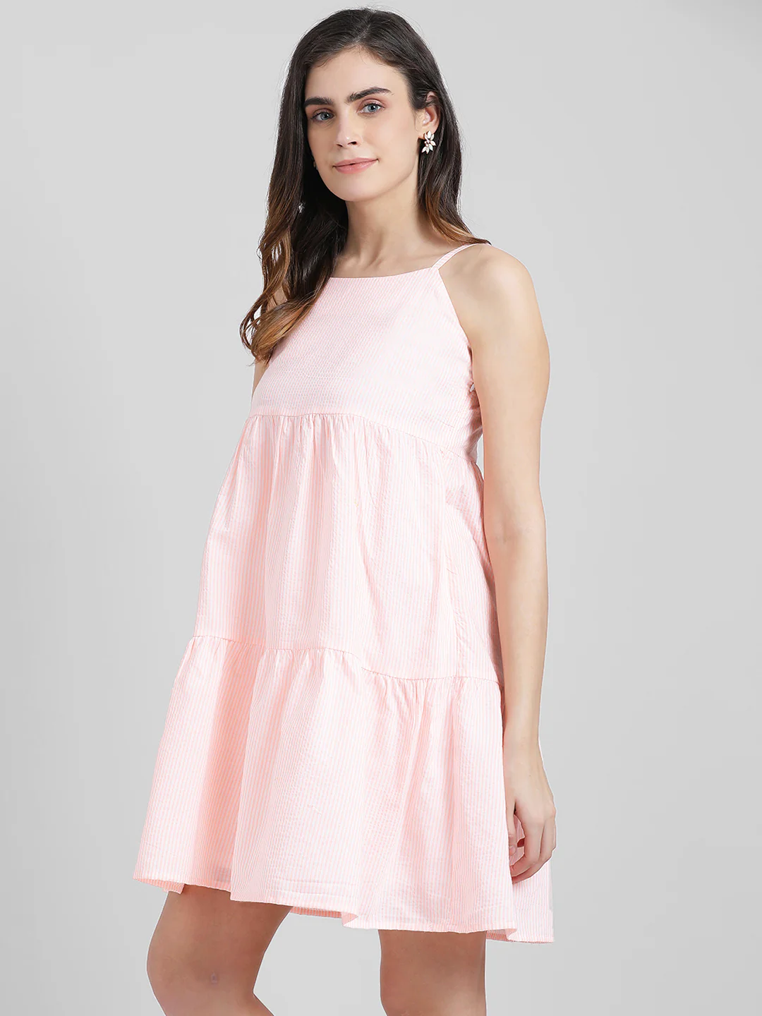 Pink Stripes A-Line Dress - Image 2