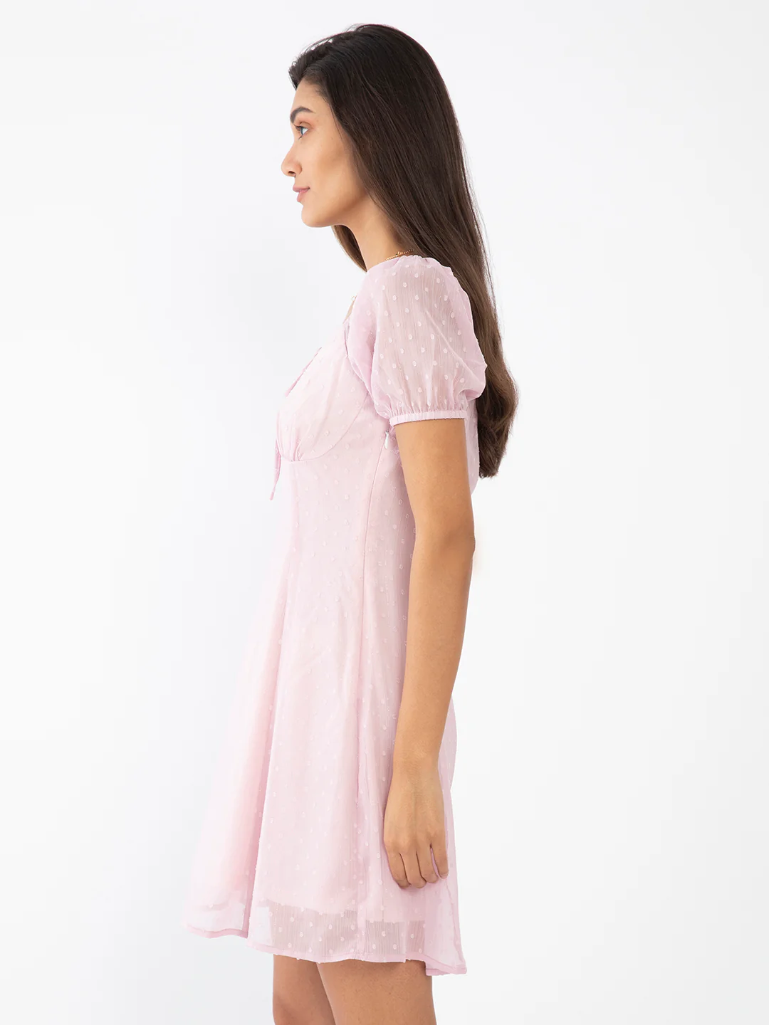 Pink Textured Short Dress - Image 3