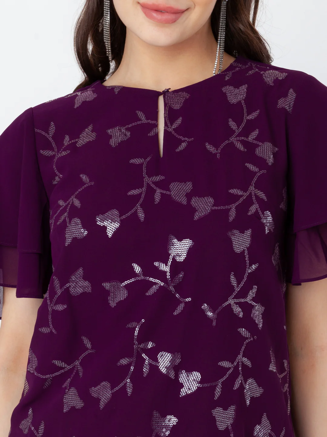 Purple Embroidered Regular Top - Image 6