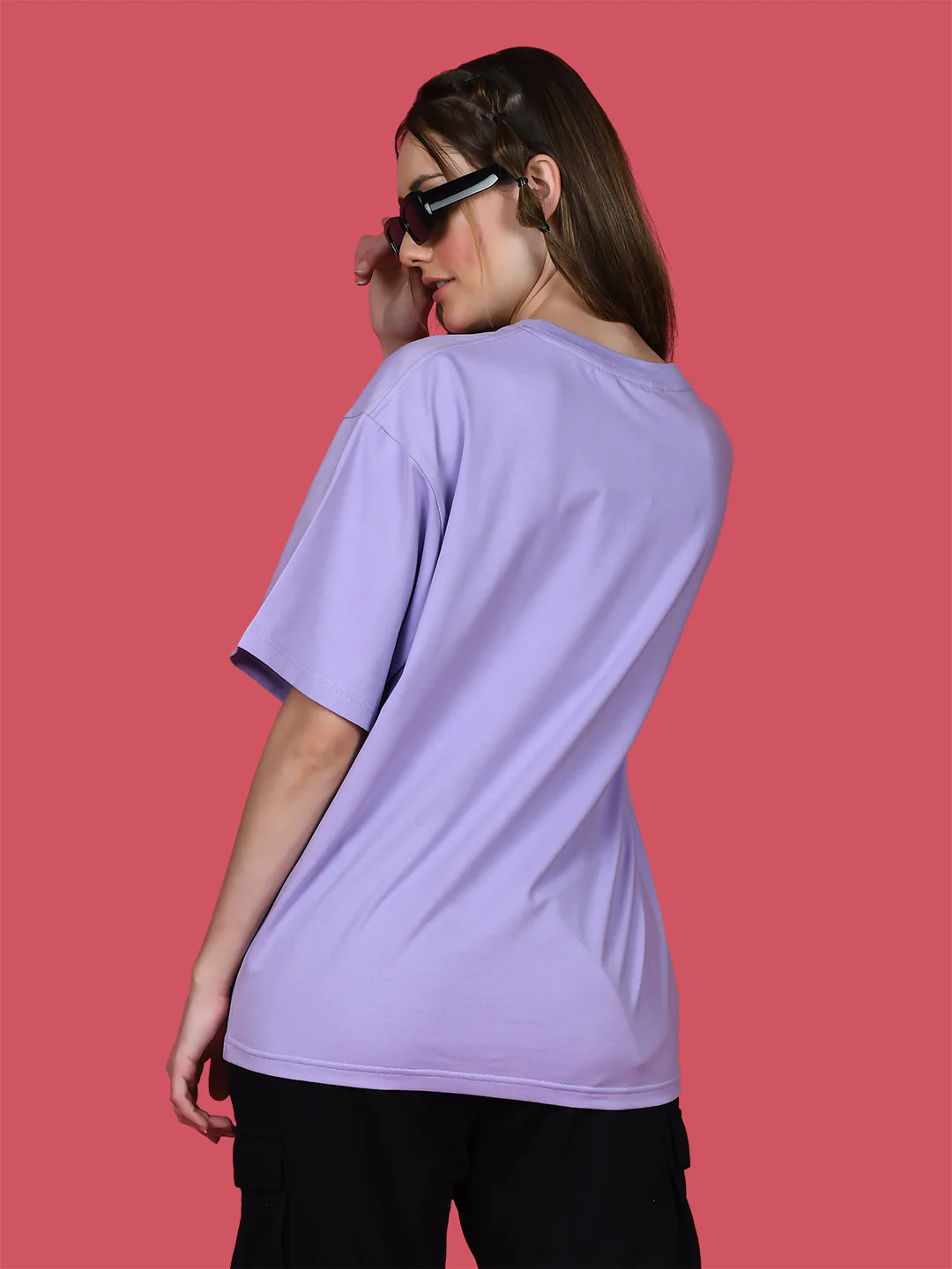 Purple Printed Oversized T-Shirt - Image 4