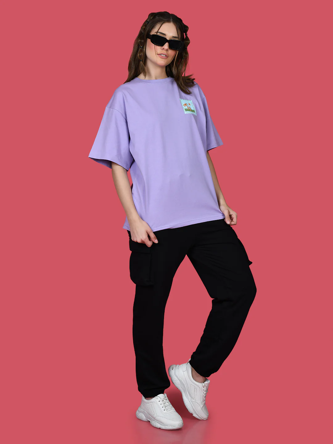 Purple Printed Oversized T-Shirt - Image 5