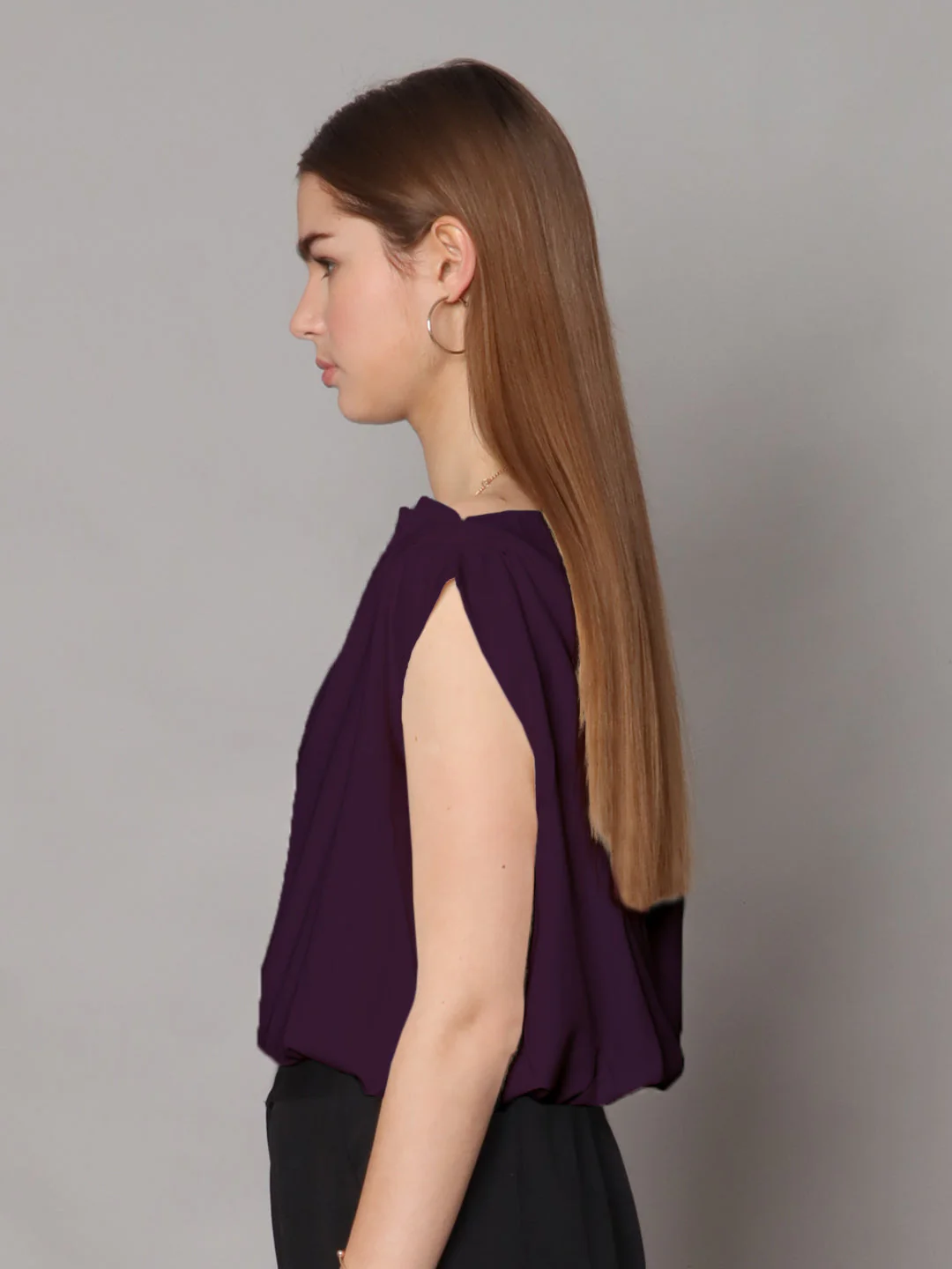 Purple Solid Boxy Top - Image 3