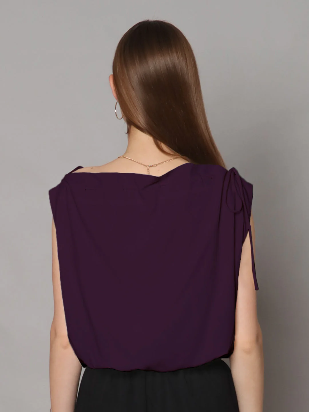Purple Solid Boxy Top - Image 4