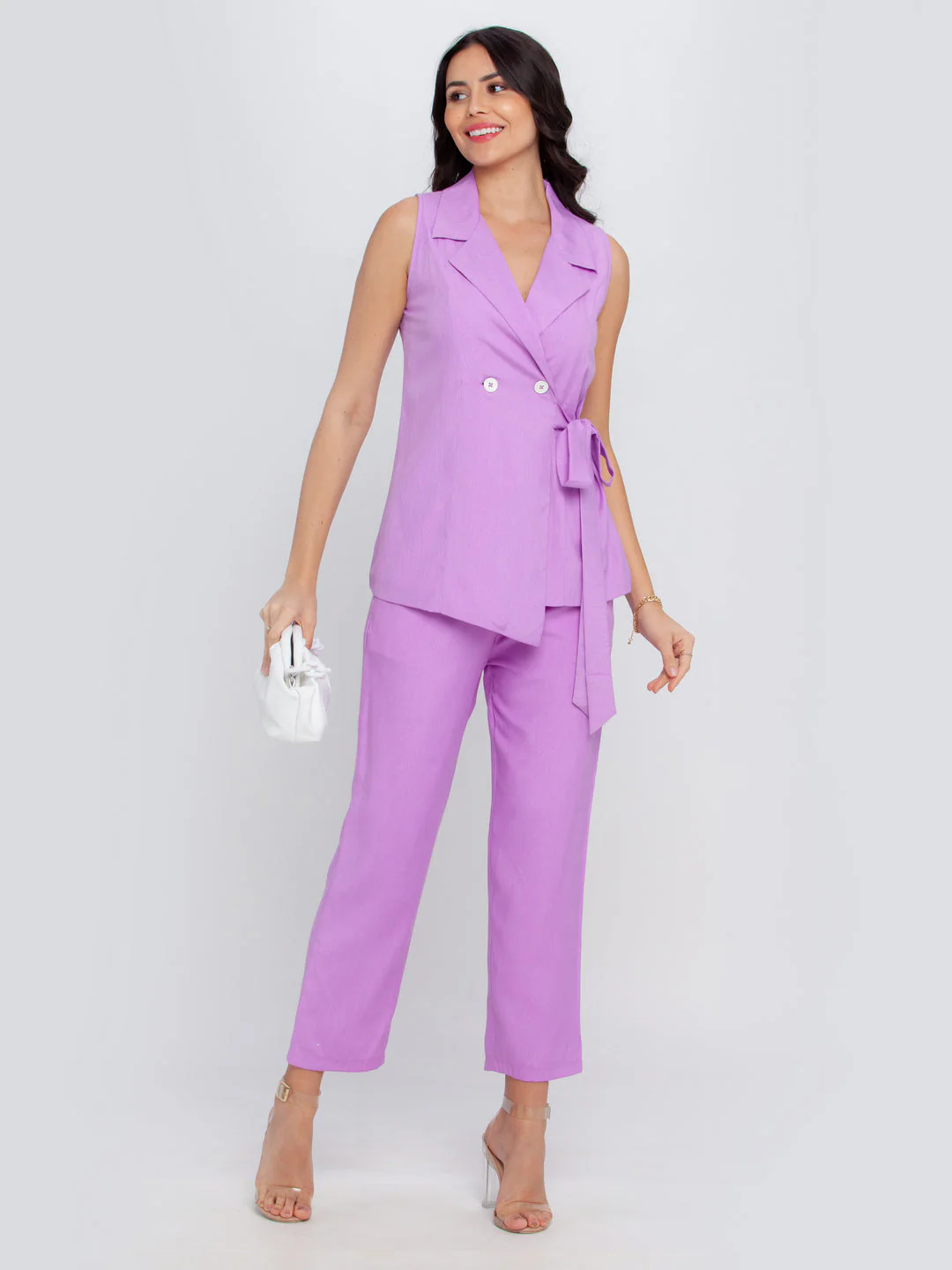 Purple Solid Trouser