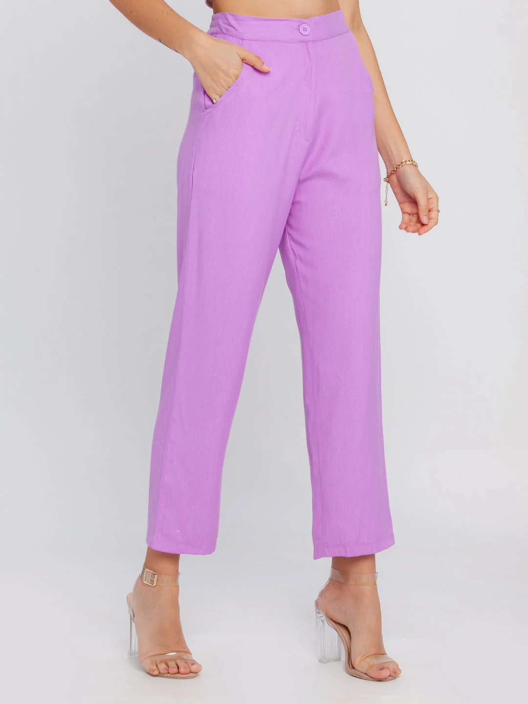 Purple Solid Trouser - Image 3