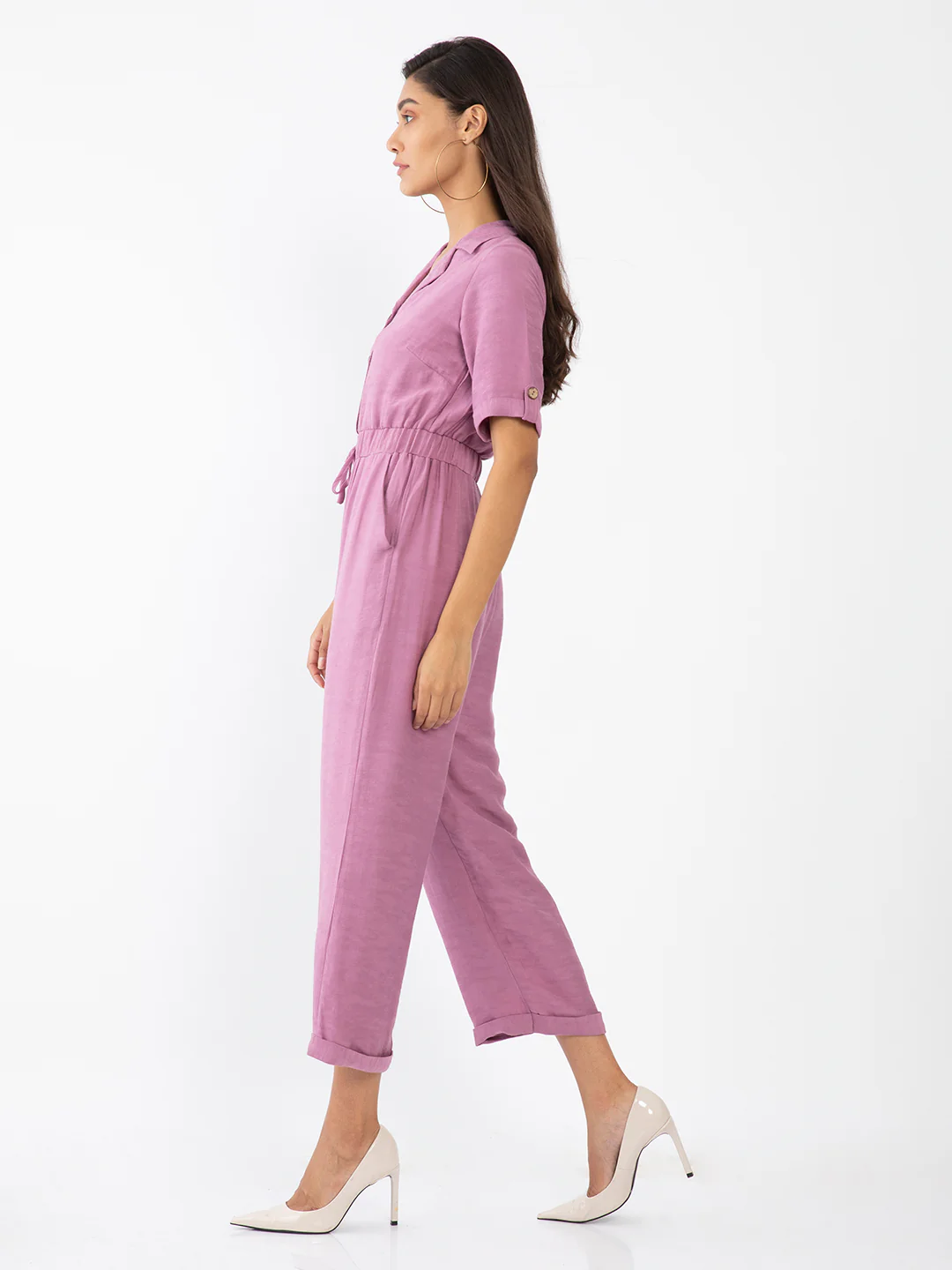 Purple Solid Jumpsuit - Image 3