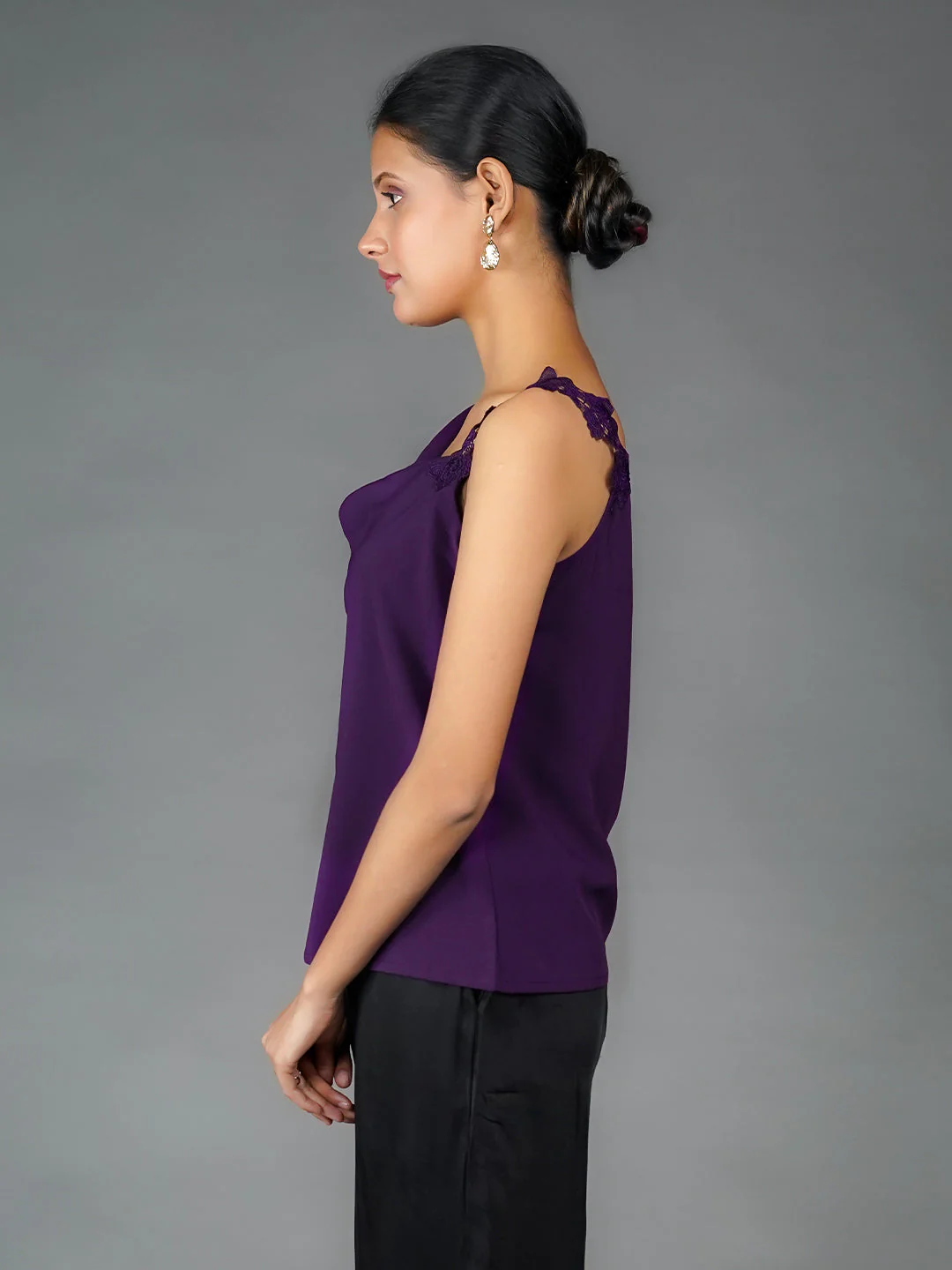 Purple Solid Lace Top - Image 3