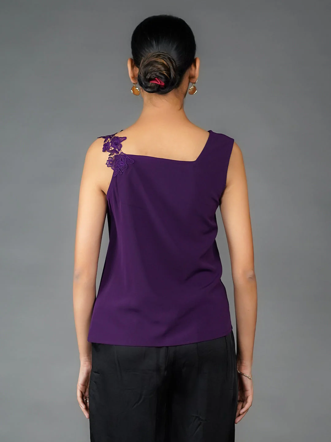 Purple Solid Lace Top - Image 4