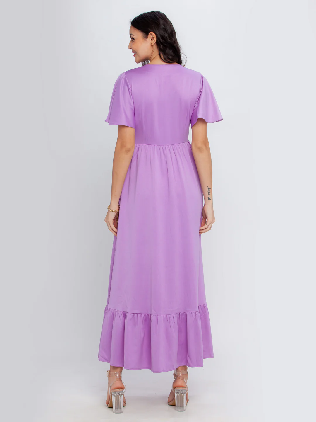 Purple Solid Maxi Dress - Image 4