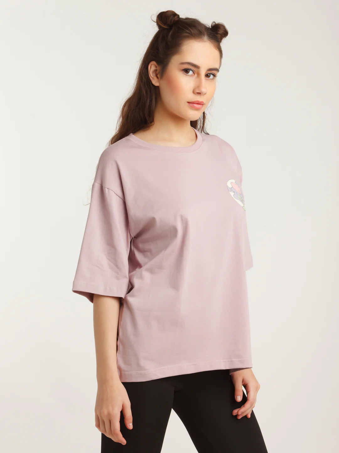 Purple Solid Oversized T-Shirt - Image 3