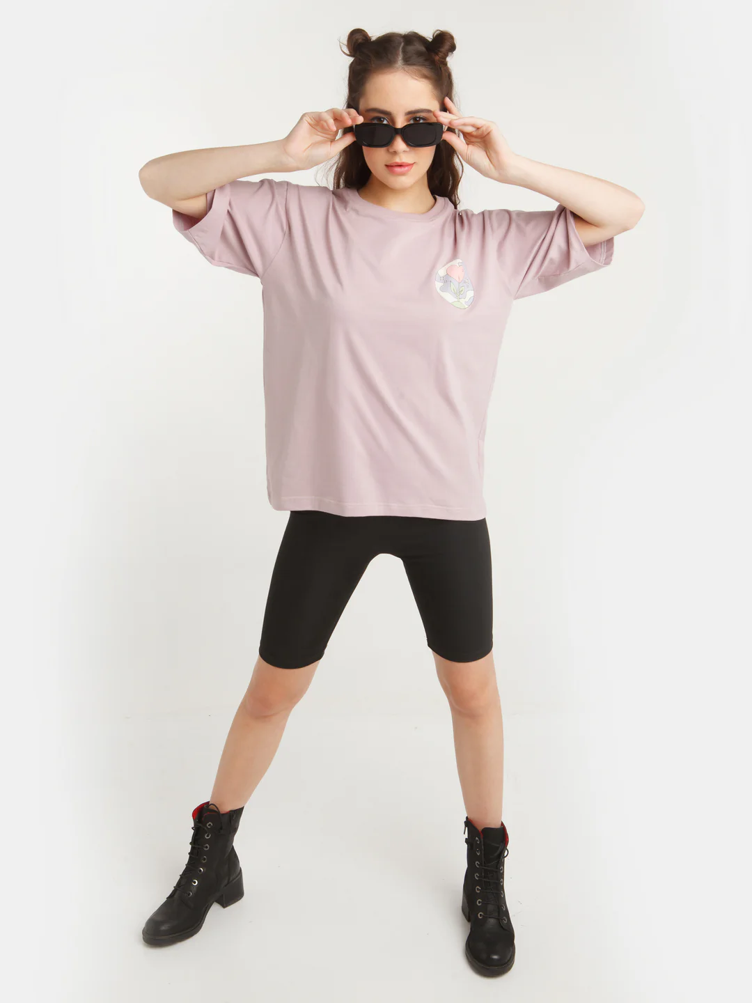 Purple Solid Oversized T-Shirt - Image 5