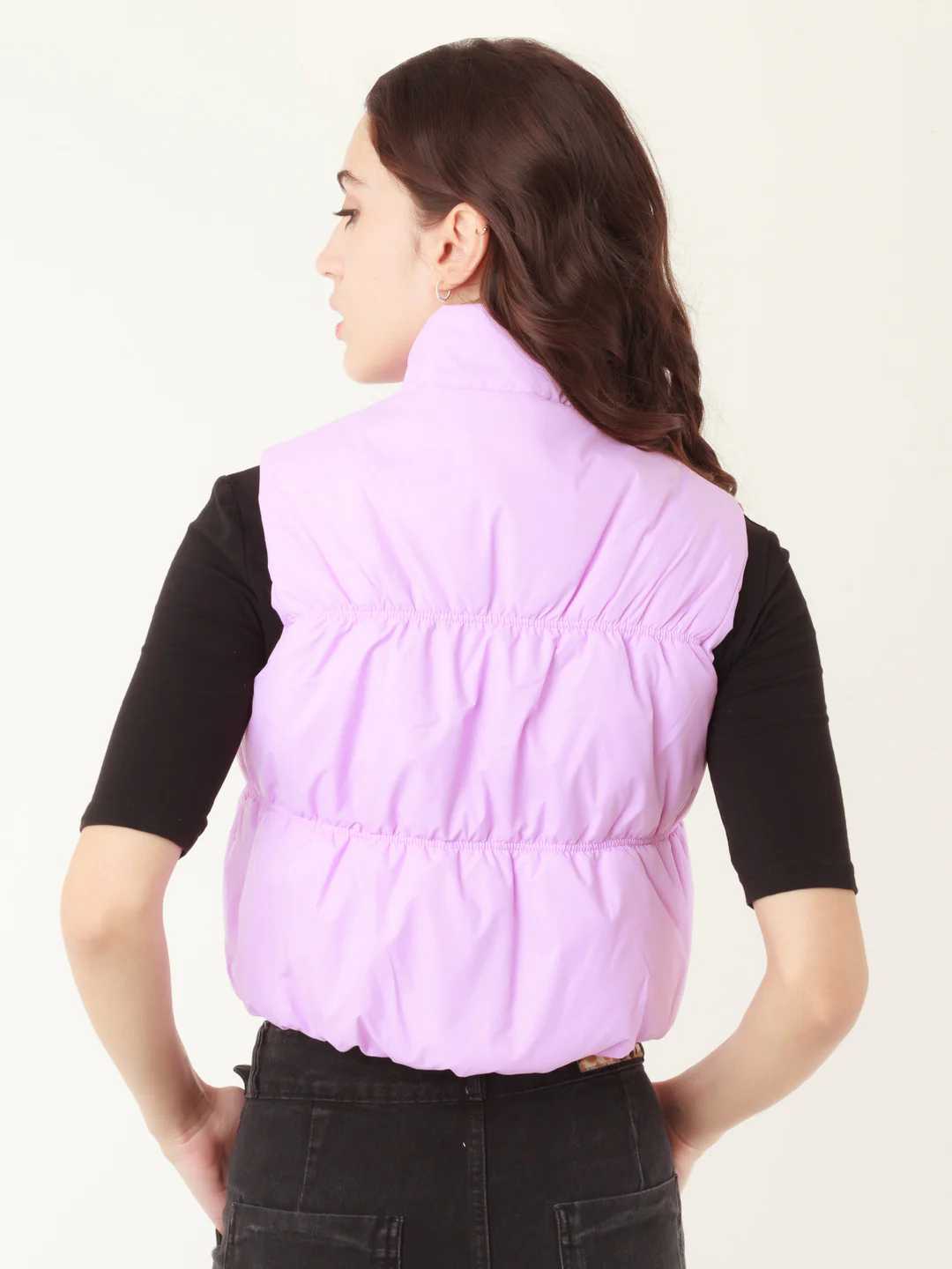 Purple Solid Quilted Jacket - Image 4
