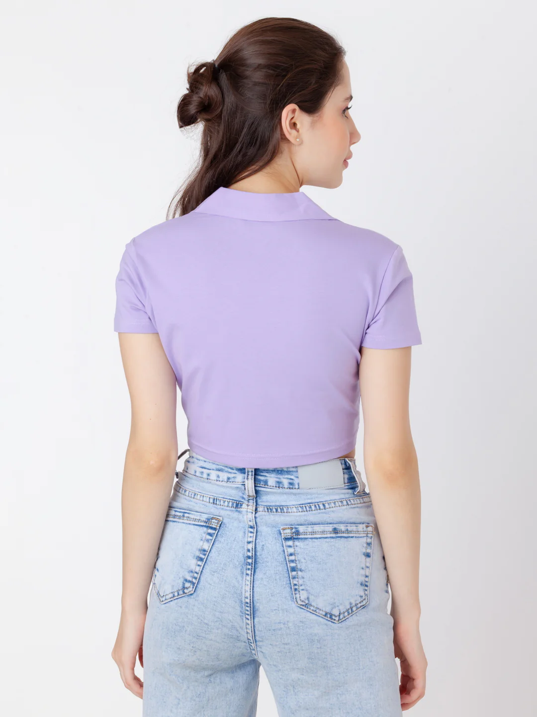 Purple Solid Regular T-Shirt - Image 4