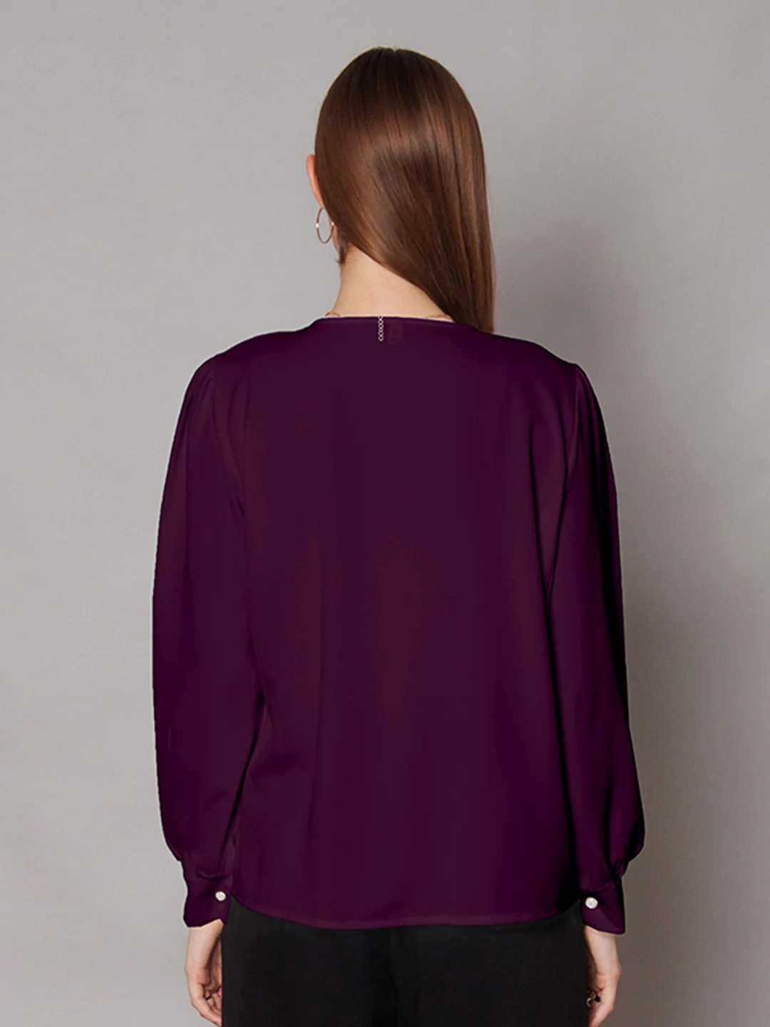 Purple Solid Relaxed Fit Top - Image 4