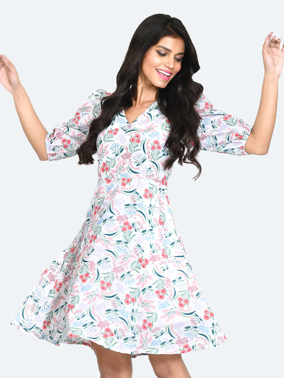 White Solid Tiered Midi Dress - Image 2