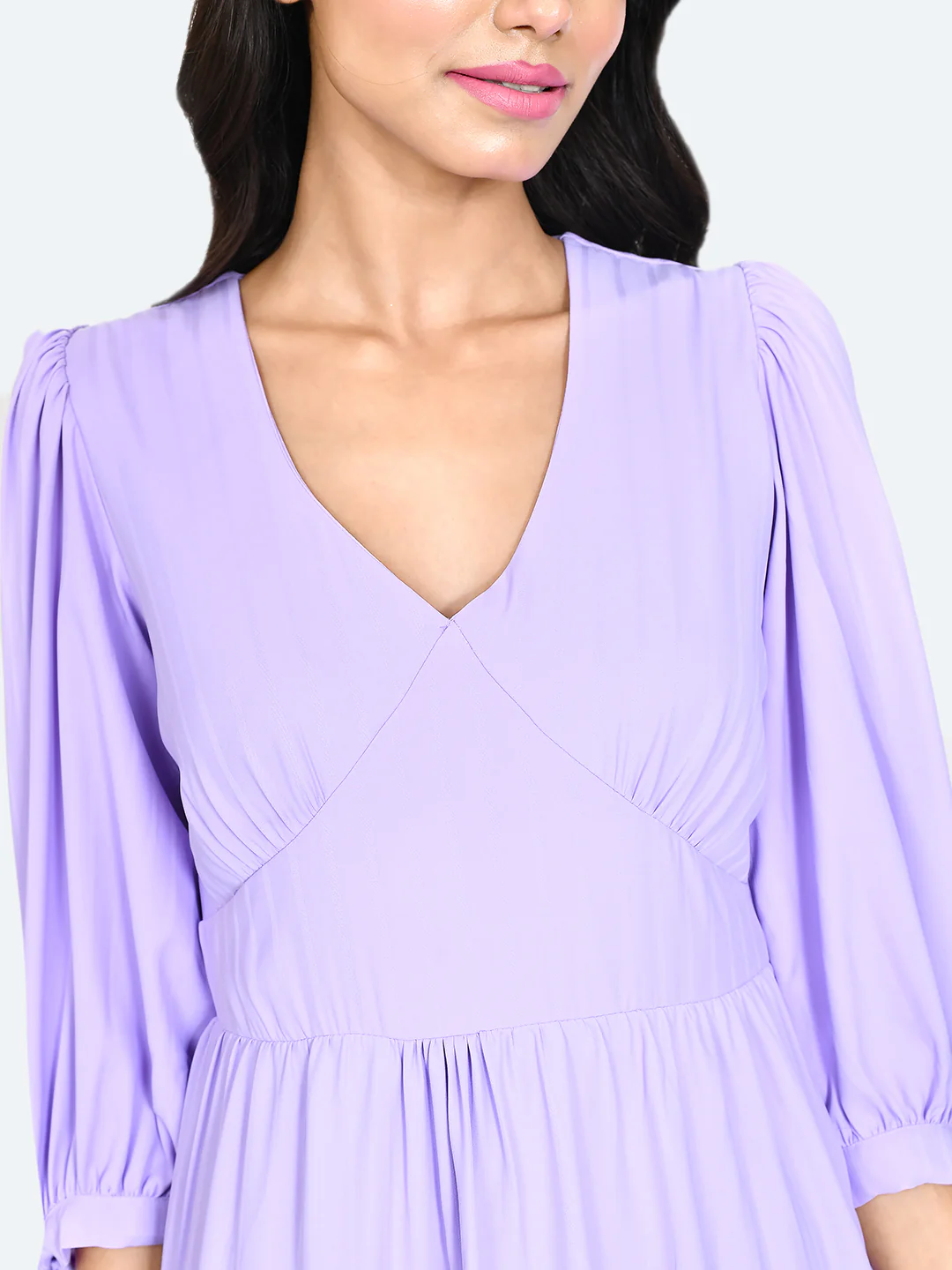 Purple Solid Tiered Short Dress - Image 6