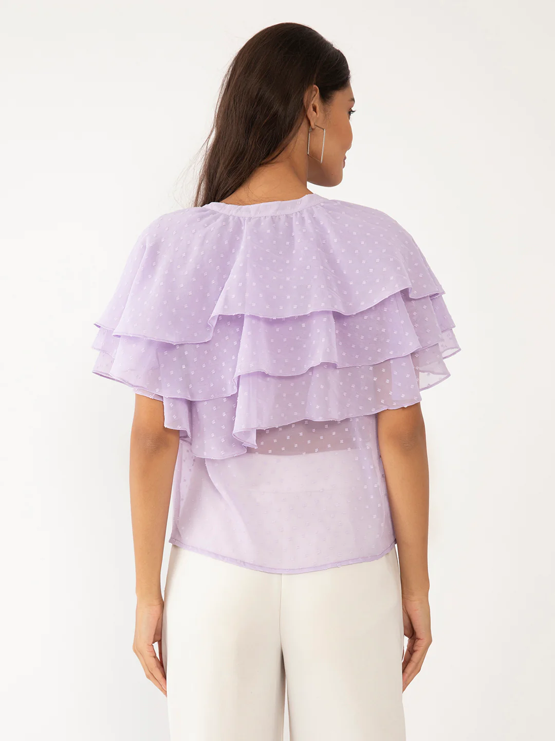 Purple Textured Ruffled Top - Image 4