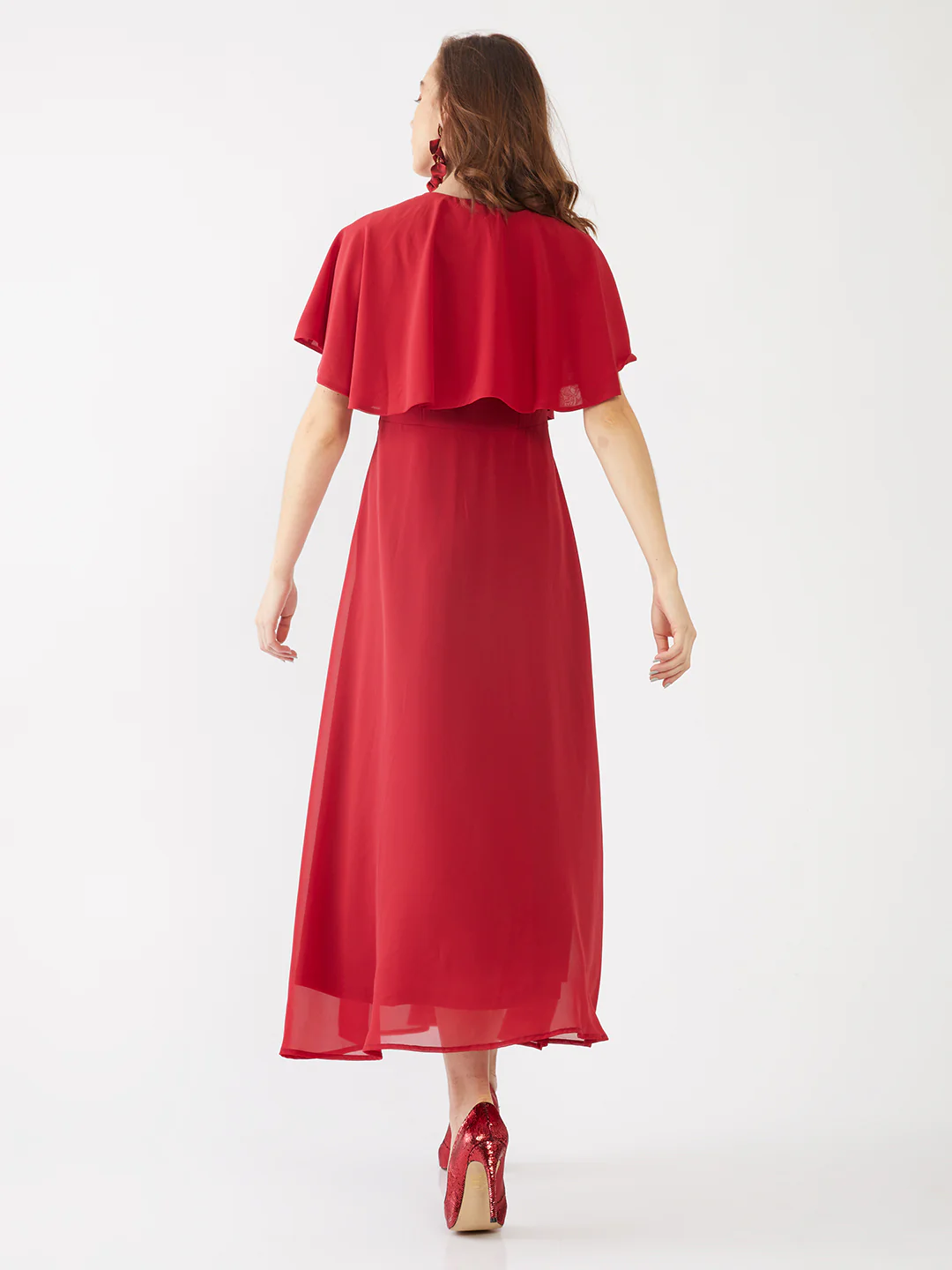 Red Embellished Layered Maxi - Image 4