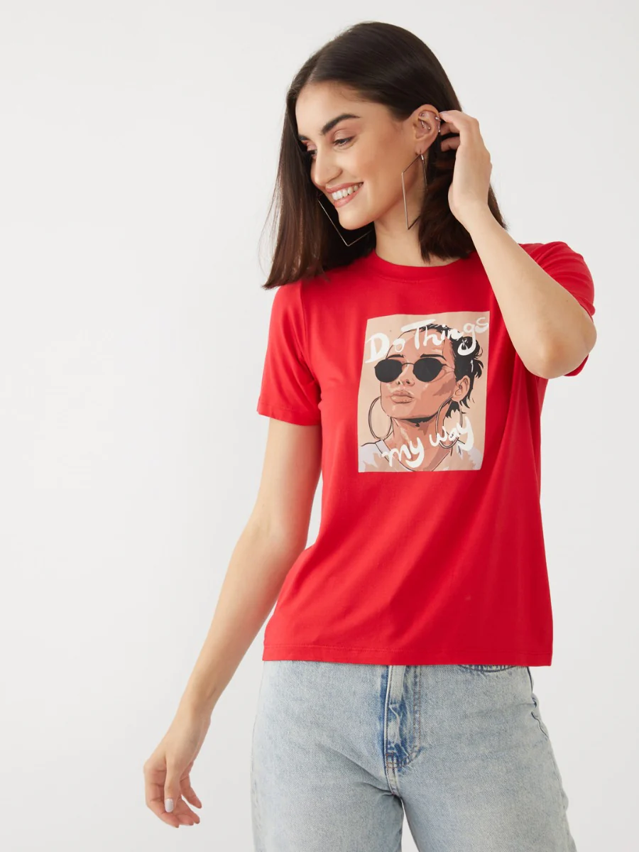 Red Graphic Print T-Shirt - Image 2