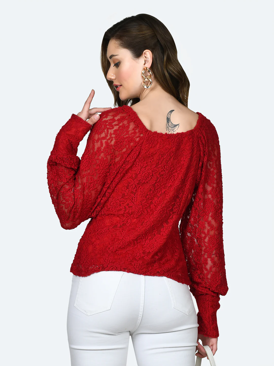 Red Lace Buttoned Top - Image 4