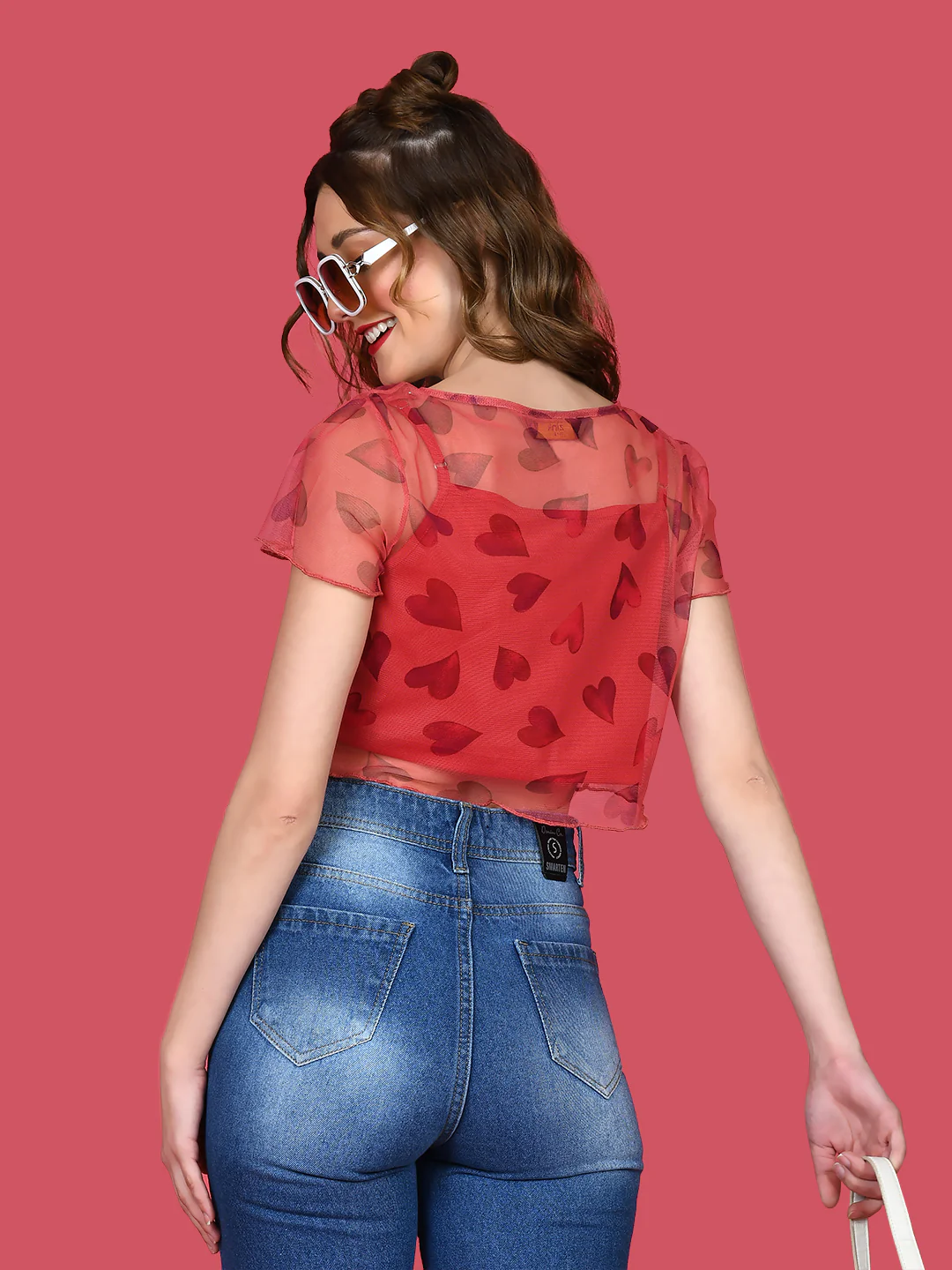 Red Printed Crop Top - Image 5
