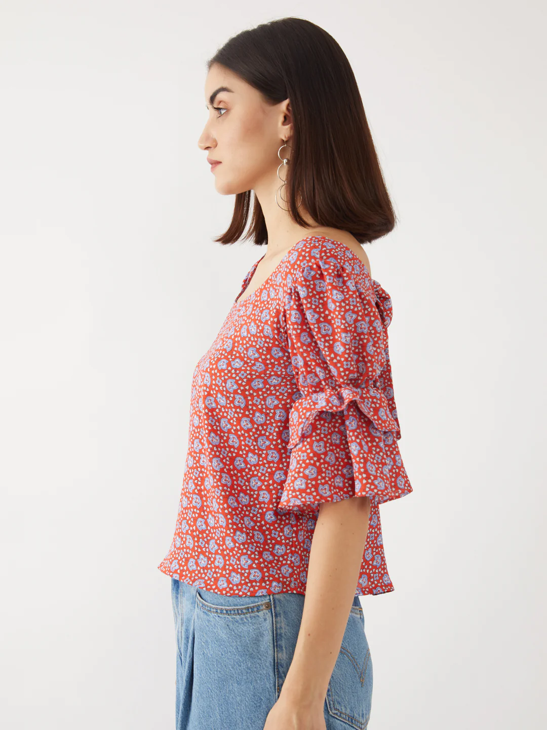 Red Printed Crop Top - Image 3