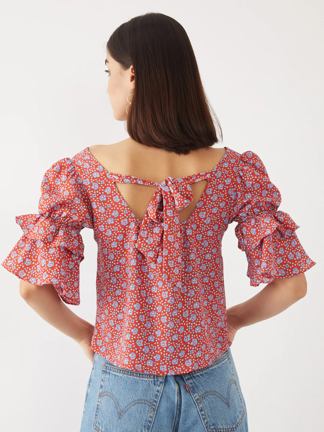 Red Printed Crop Top - Image 4