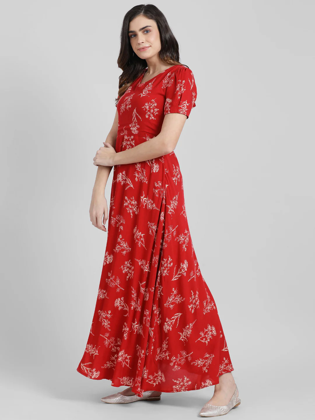 Red Printed Maxi Dress - Image 2