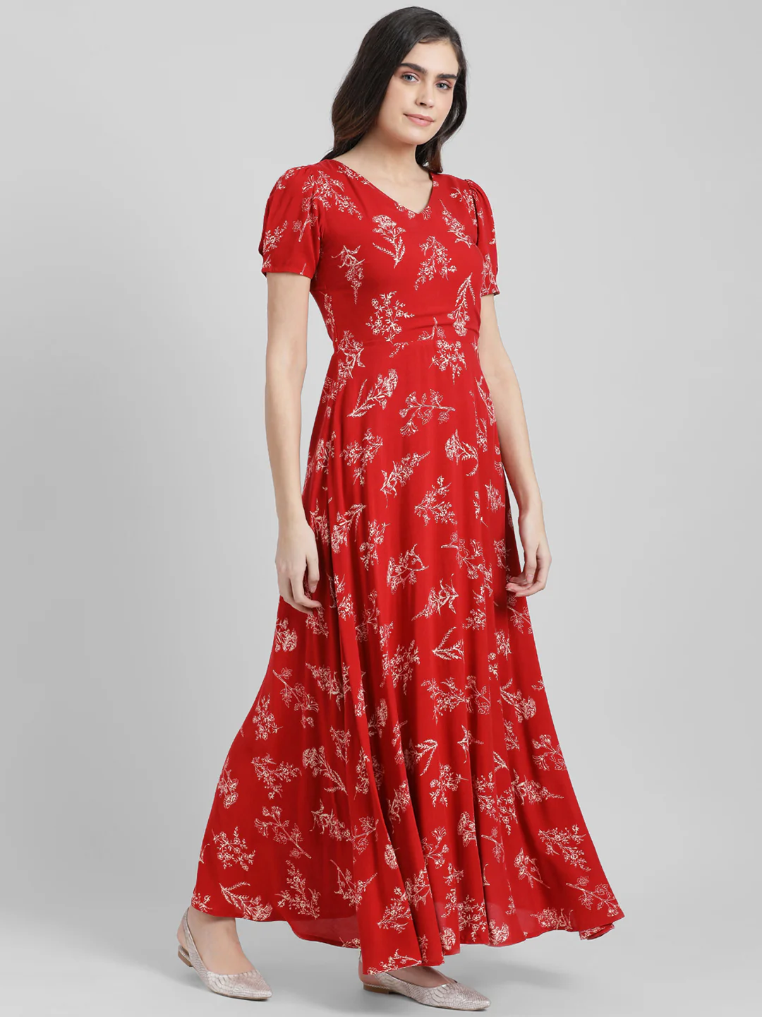 Red Printed Maxi Dress - Image 3