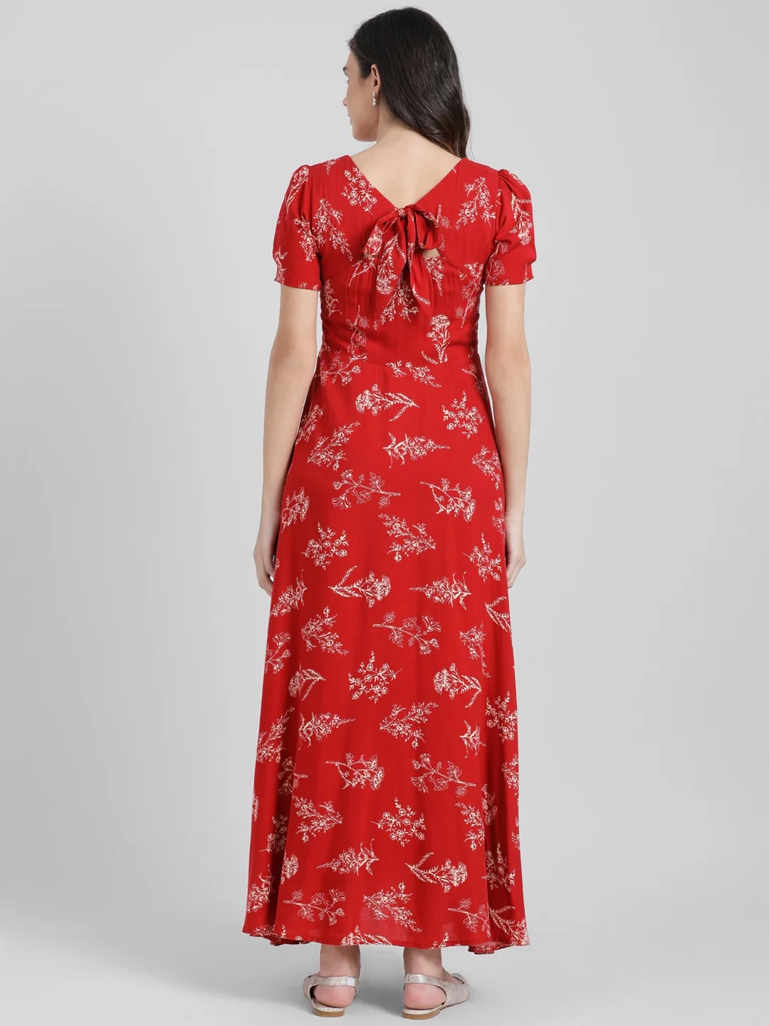 Red Printed Maxi Dress - Image 4