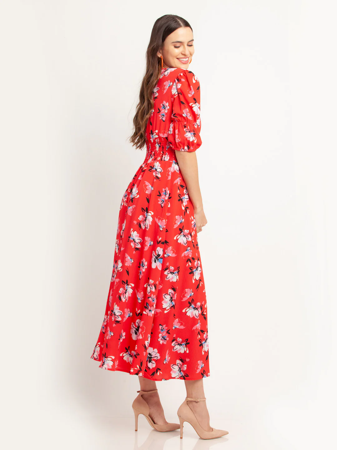 Red Printed Maxi Dress - Image 3