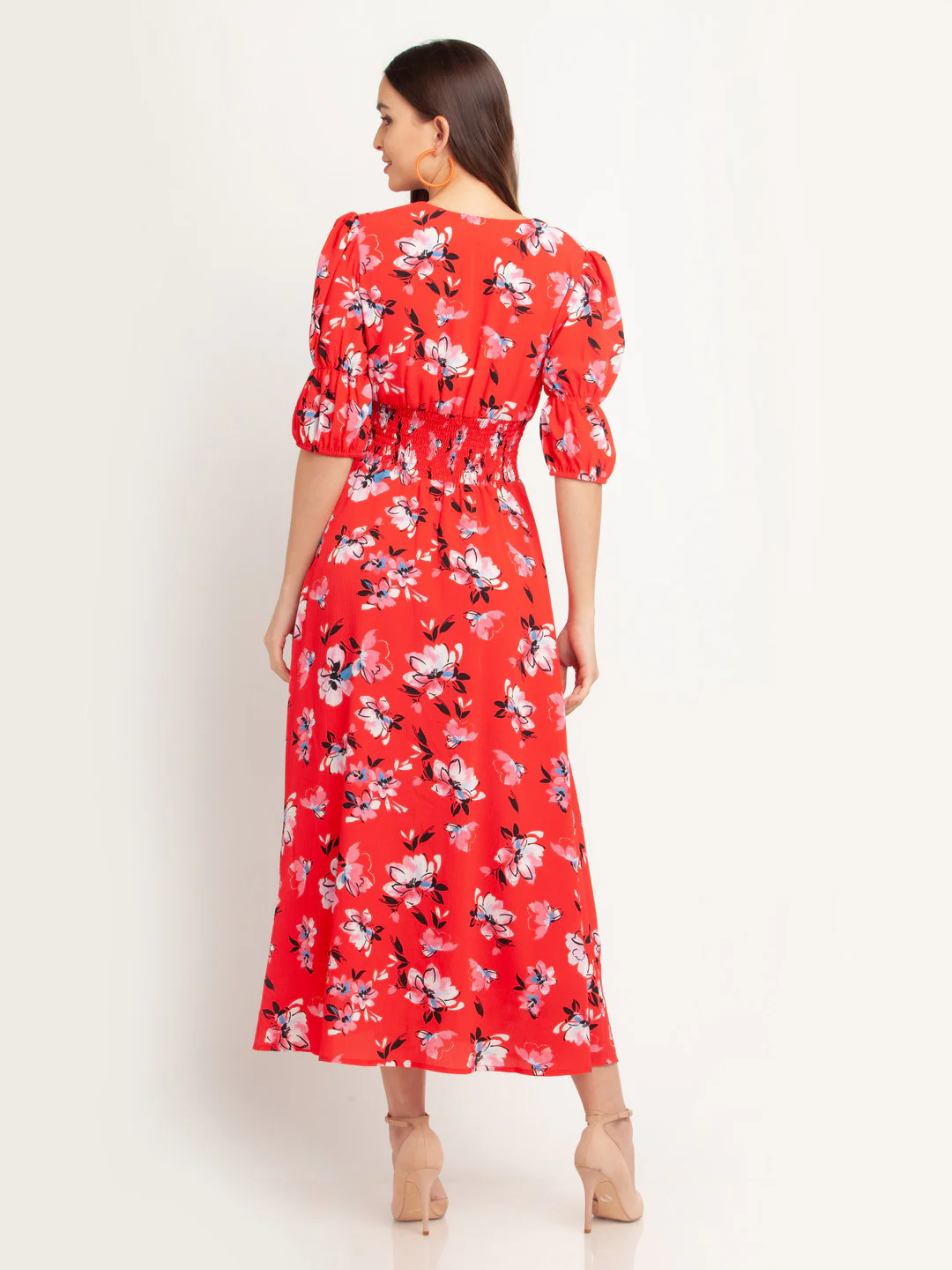 Red Printed Maxi Dress - Image 4