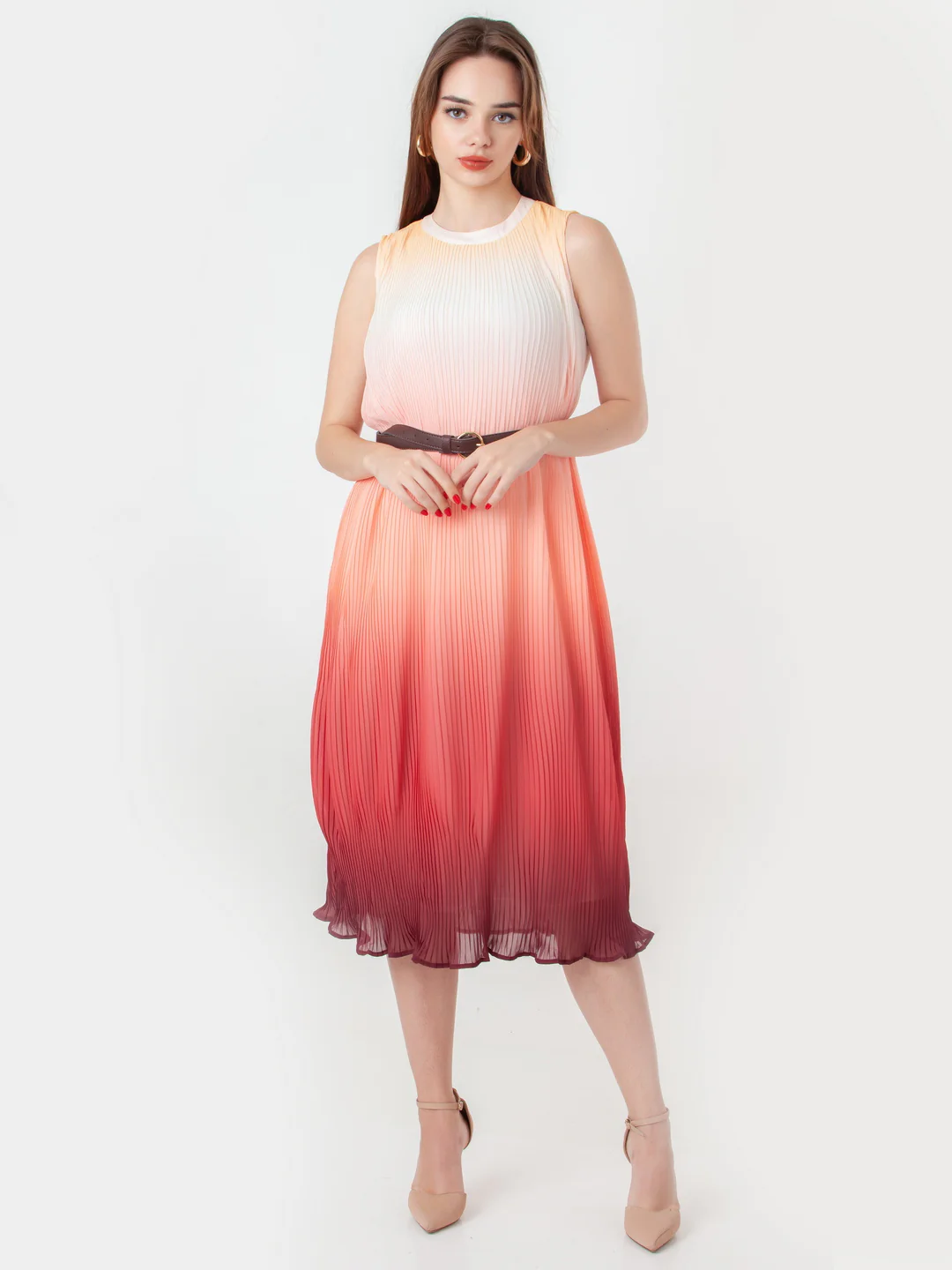 Red Printed Regular Midi Dress - Image 2