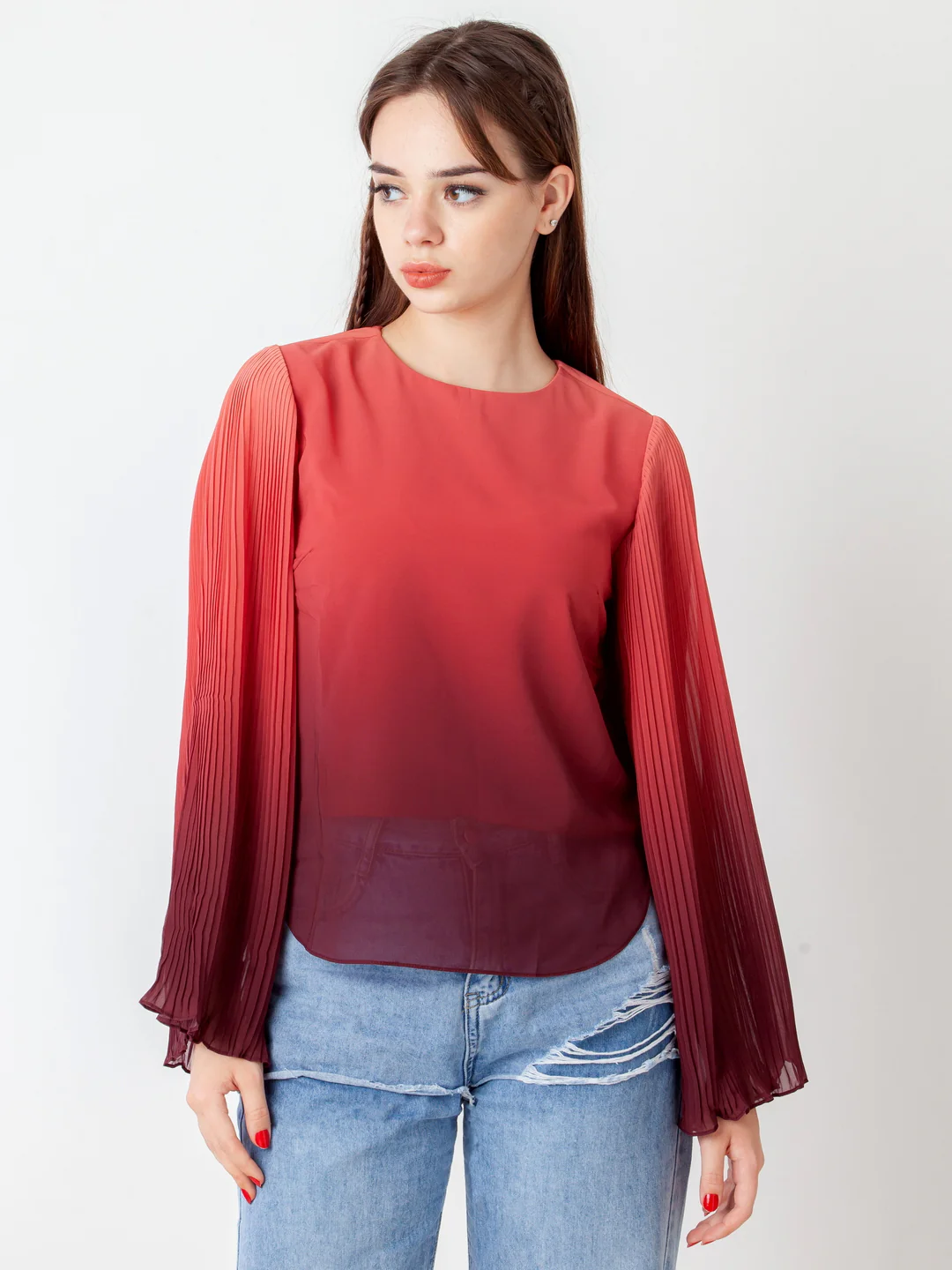 Red Printed Regular Top - Image 2