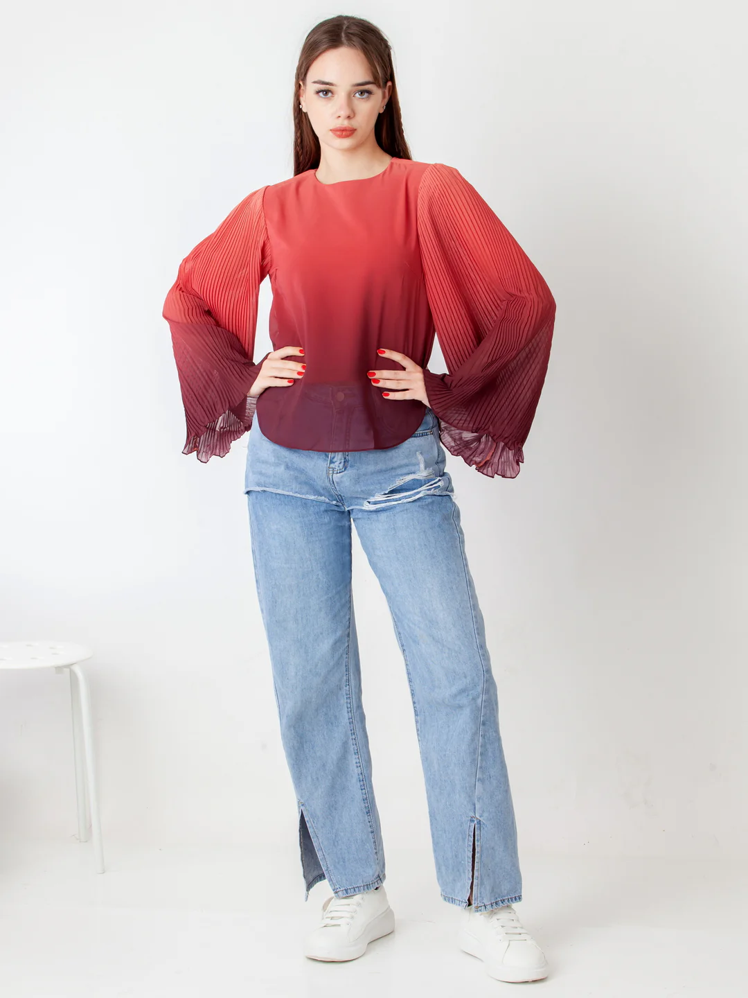 Red Printed Regular Top - Image 5