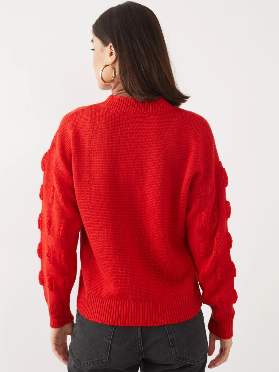 Red Solid Cardigan - Image 4