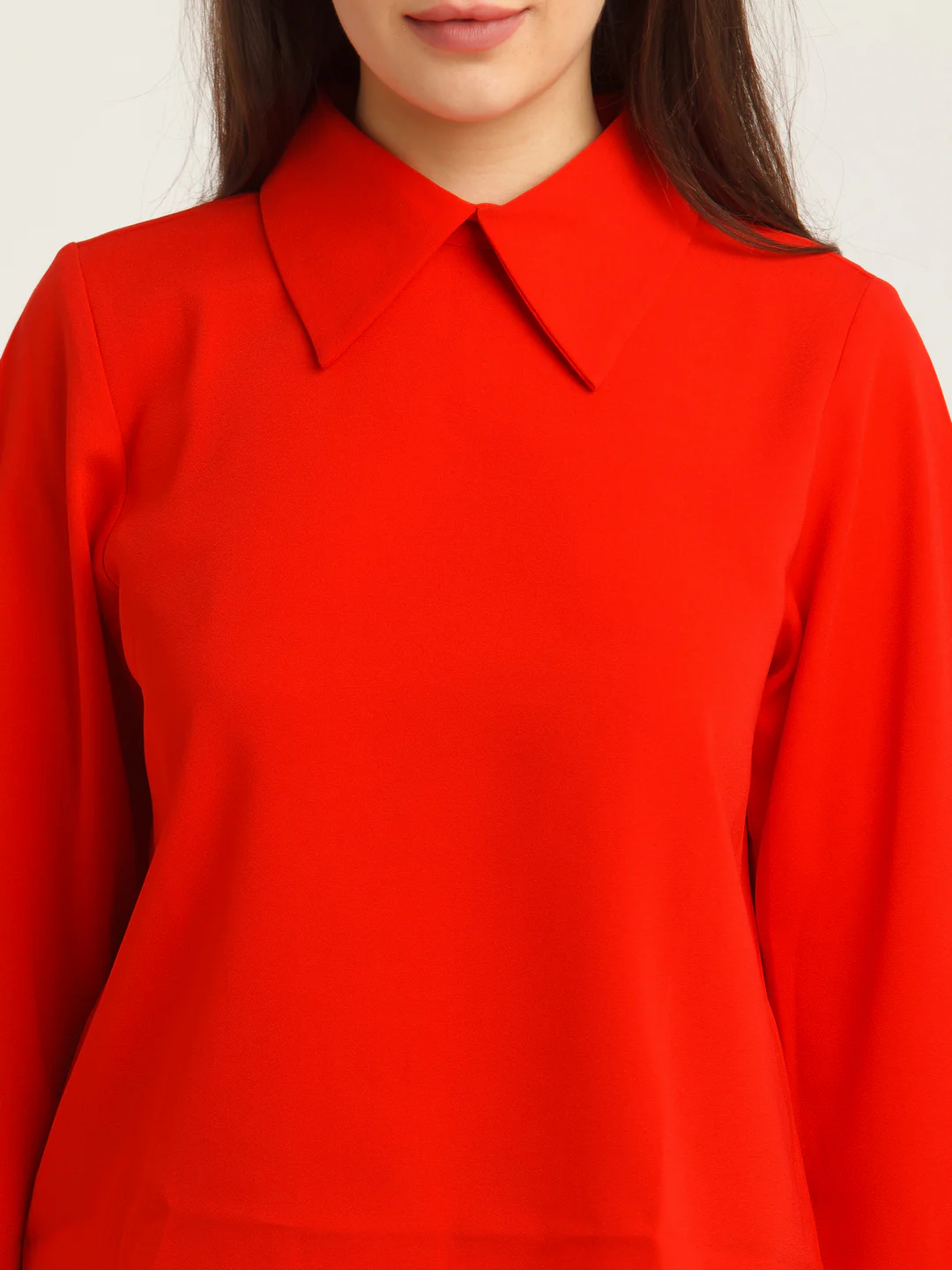 Red Solid Flared Sleeve Top - Image 6