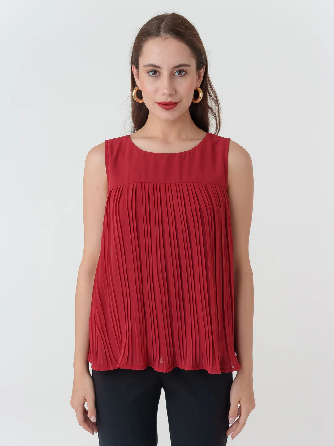 Red Solid Flared Top - Image 2