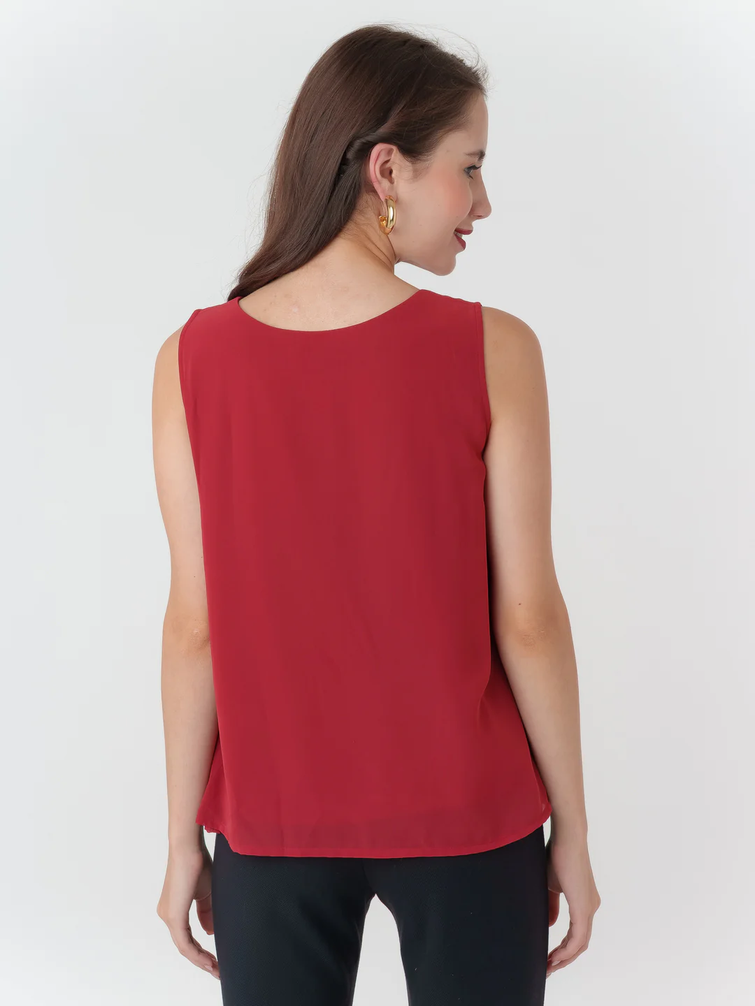 Red Solid Flared Top - Image 4