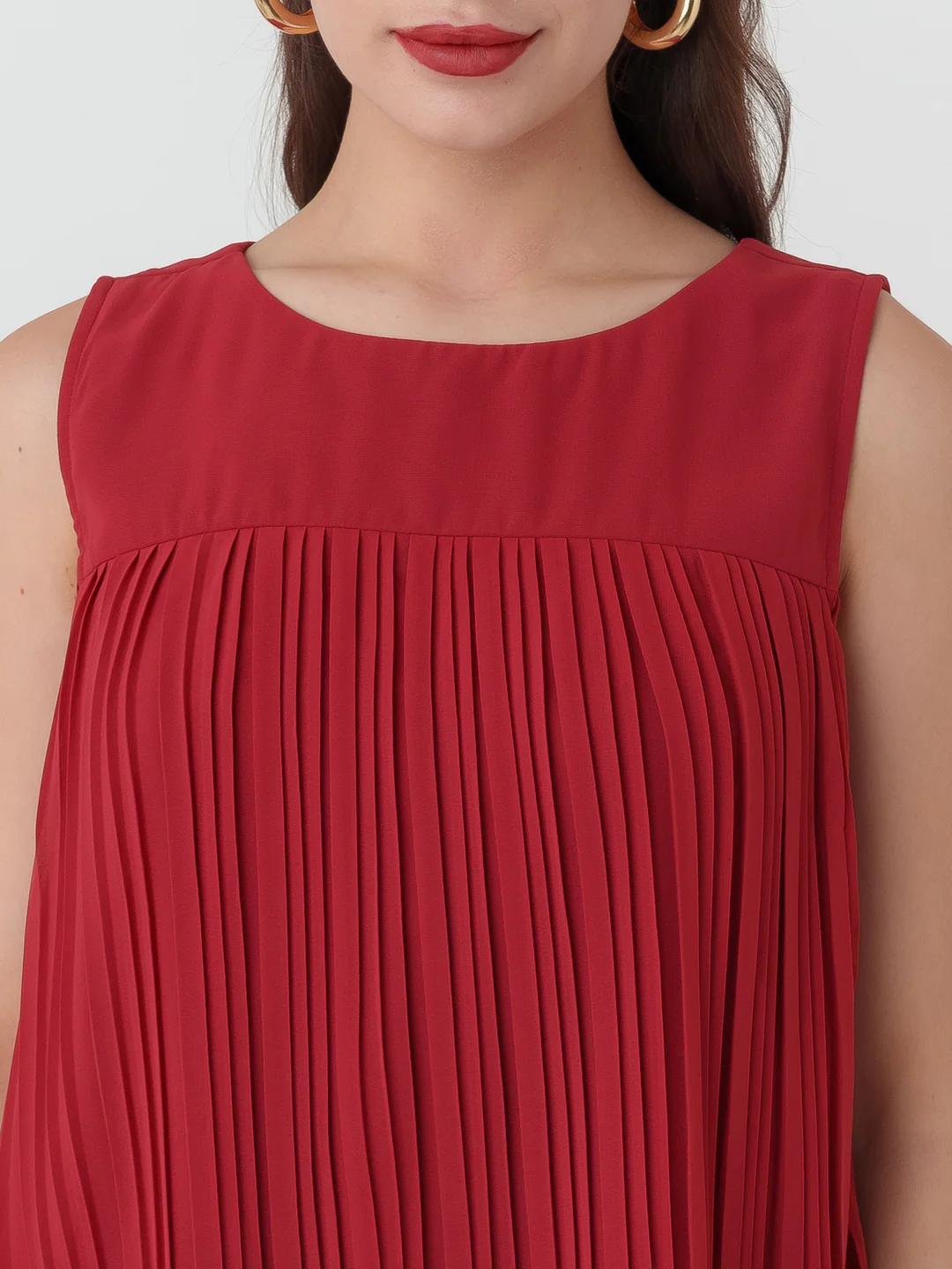 Red Solid Flared Top - Image 6