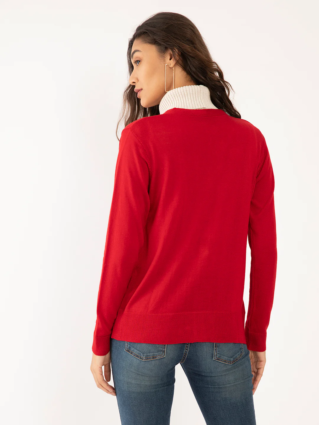Red Solid Regular Cardigans - Image 4