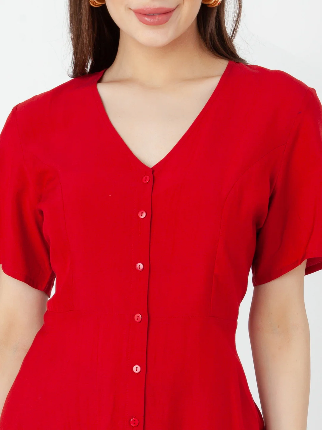 Red Solid Regular Top - Image 6