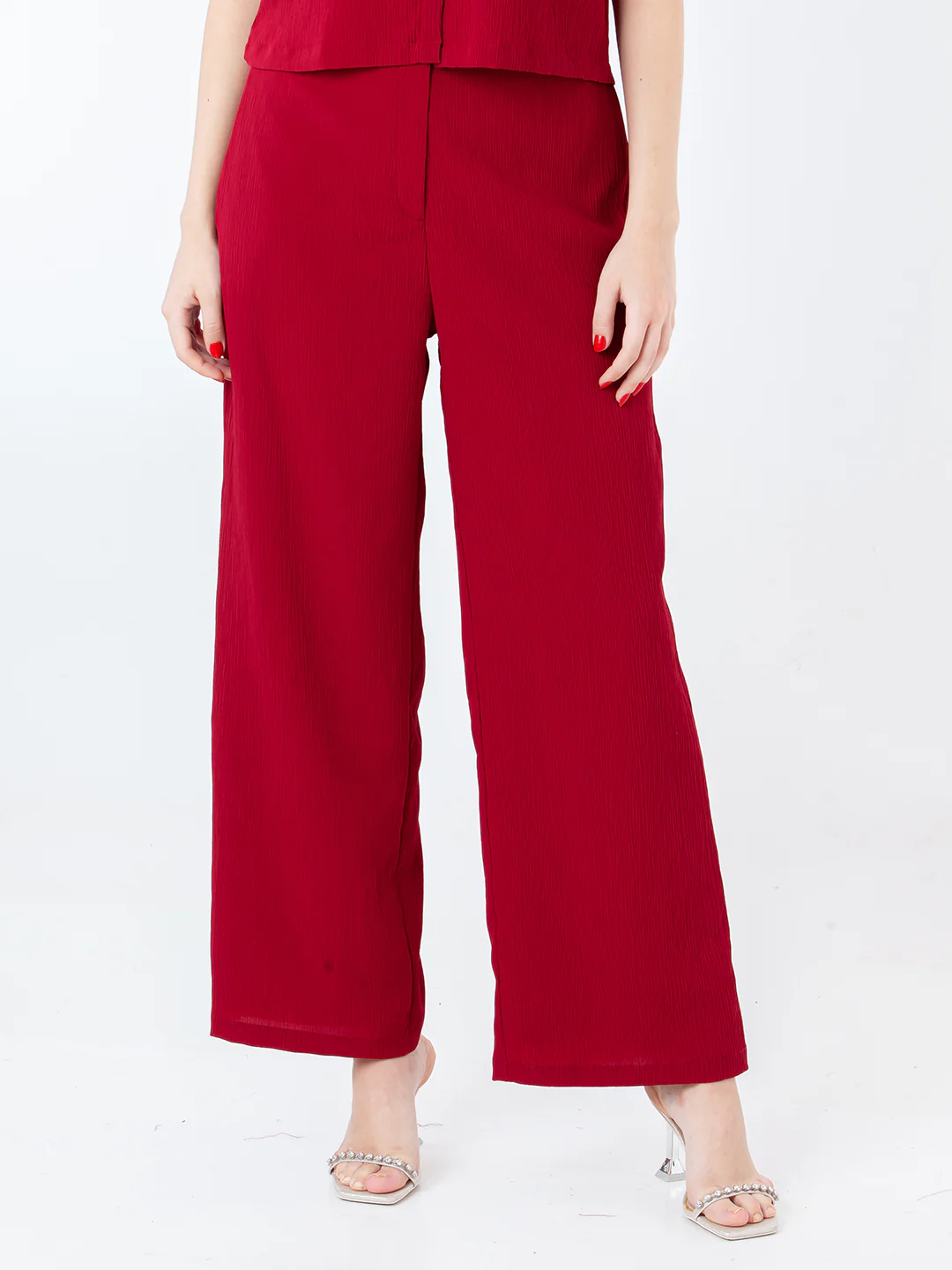 Red Solid Regular Trouser - Image 2