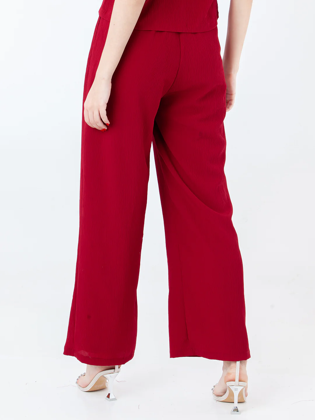 Red Solid Regular Trouser - Image 4