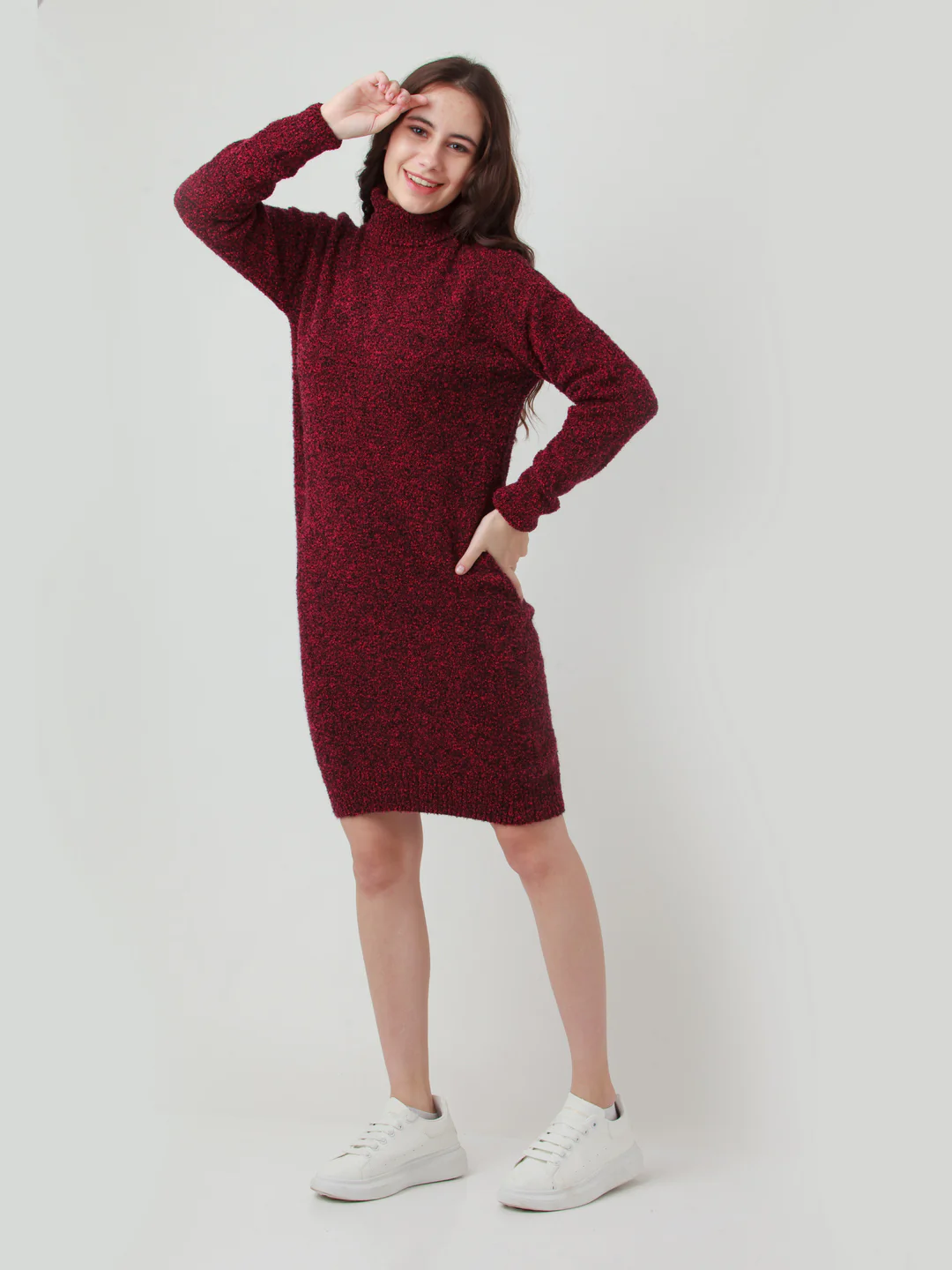 Red Solid Shift Sweater - Image 3