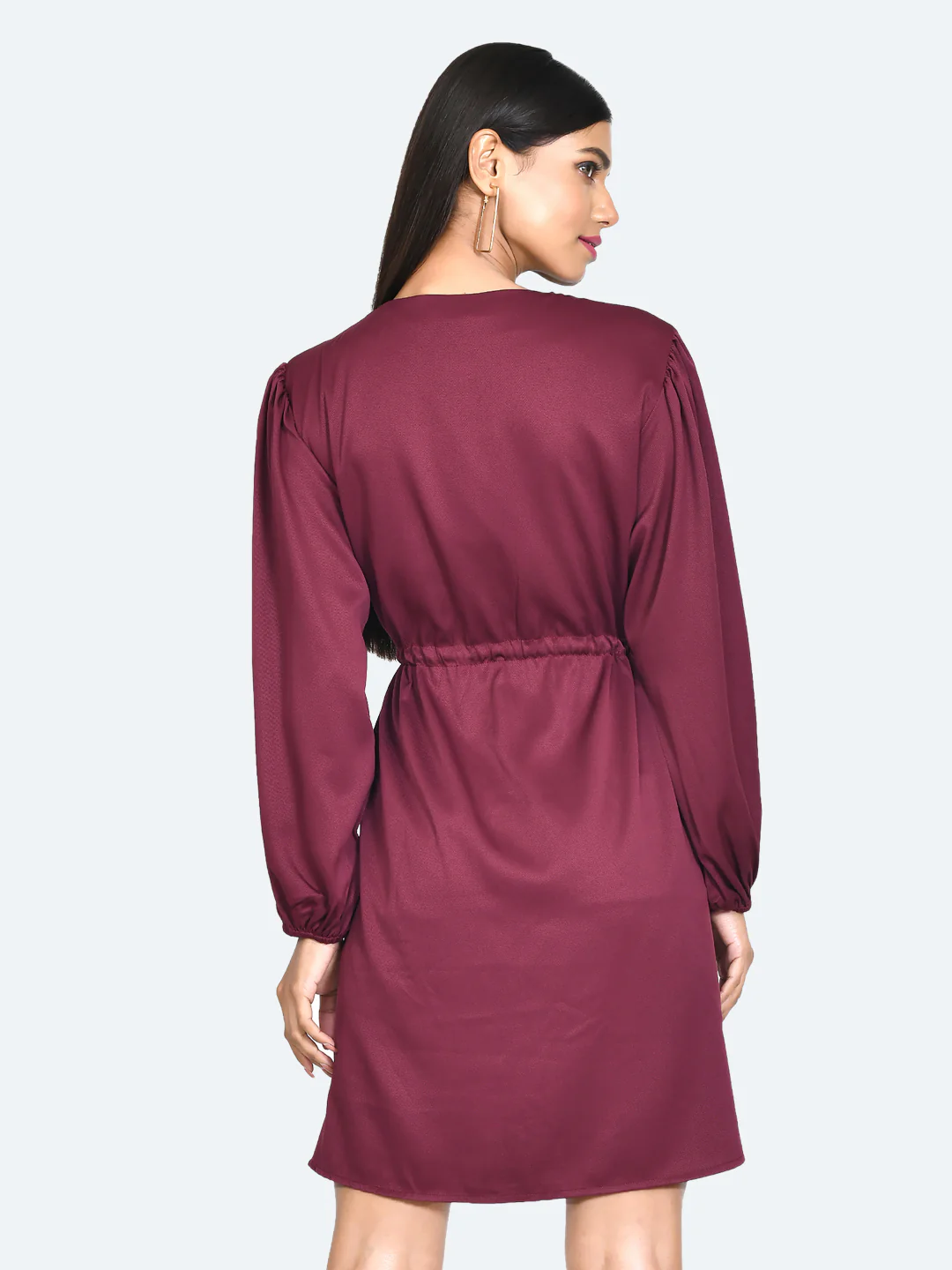 Red Solid Short Dress - Image 4